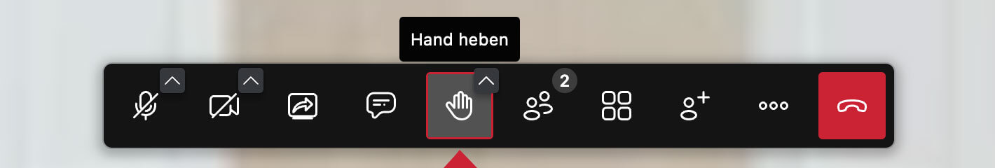 Jitsi Meet Oberfläche Symbol Hand heben